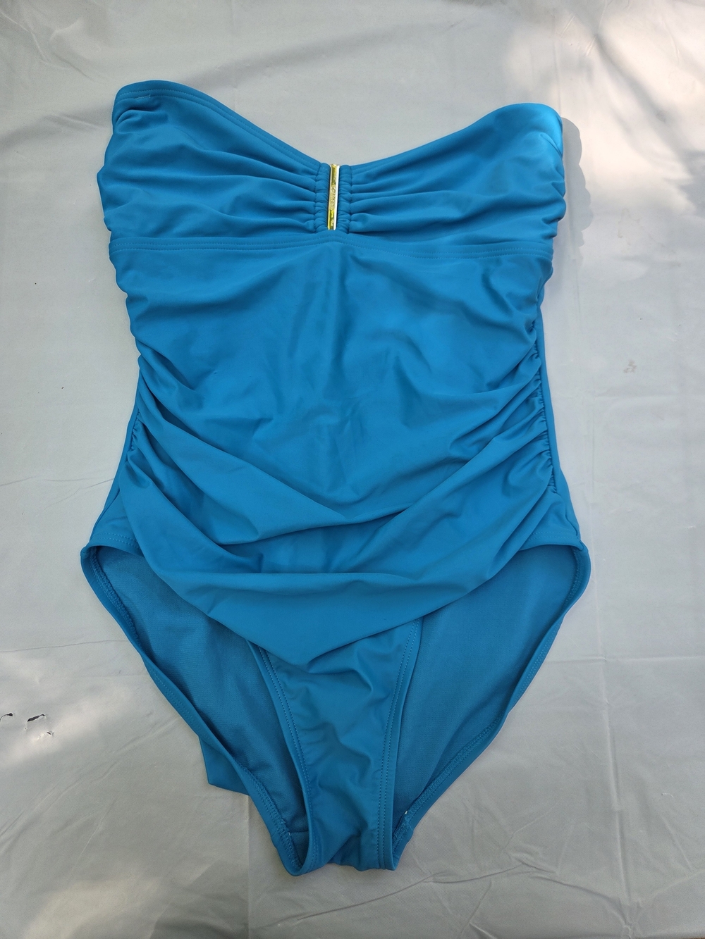 Calvin Klein Turquoise Strapless One-Piece with Gold Accent